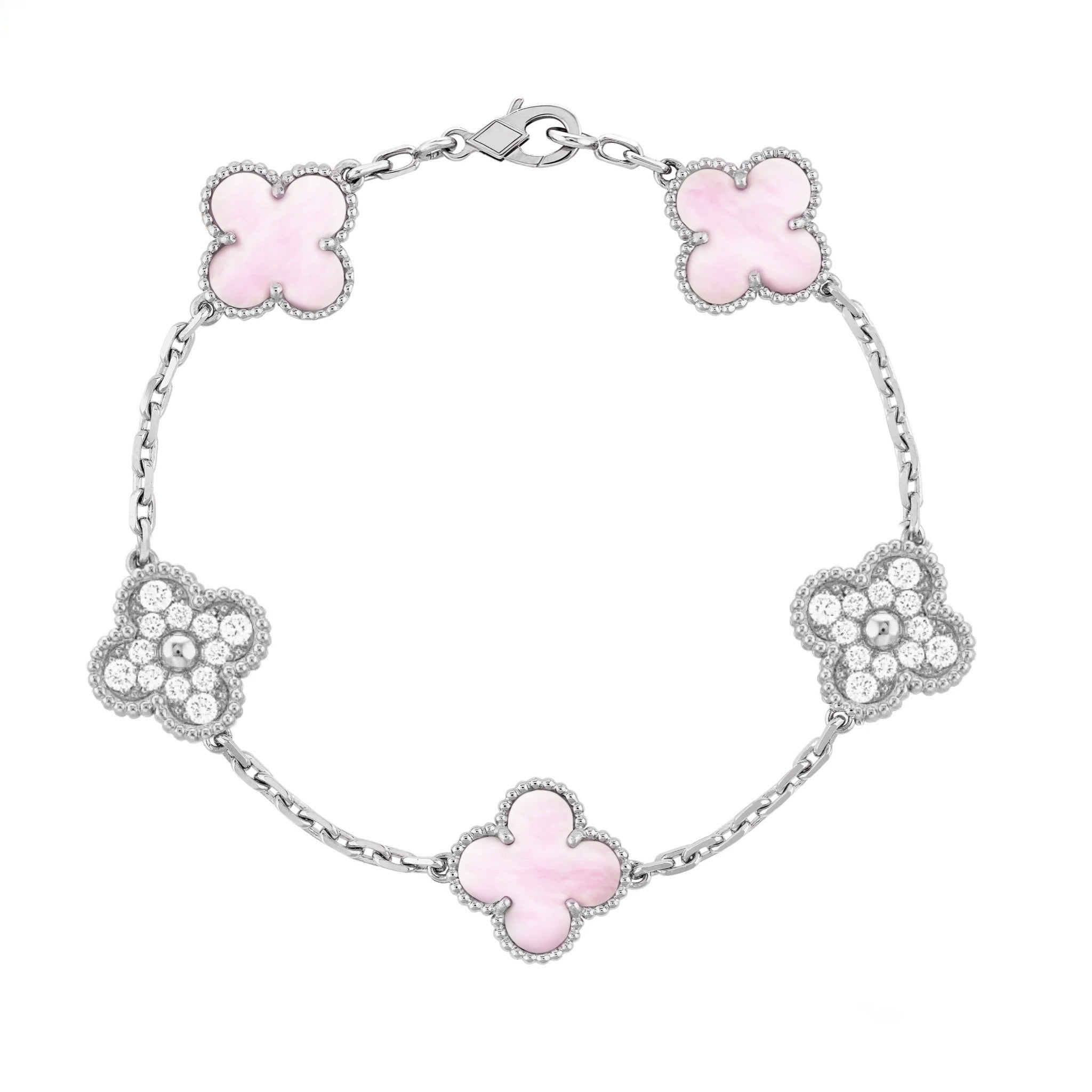 Silberrosa | Kleeblatt-Diamant-Armband
