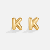 Gold Bubble Letter Earrings