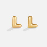 Gold Bubble Letter Earrings