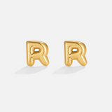 Gold Bubble Letter Earrings