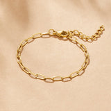 18K Gold Paperclip Charm Bracelet