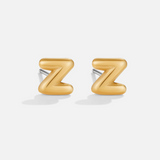 Gold Bubble Letter Earrings