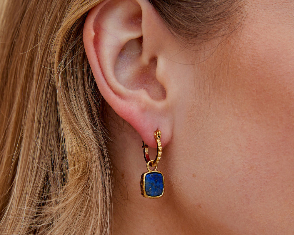 Astoria Blue Stone Hoop Earrings