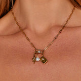 Crystal Paperclip Charm Necklace