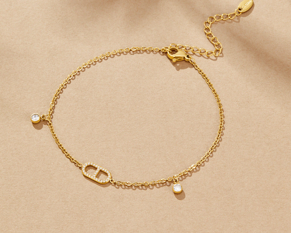 Eliza Gold Crystal Anklet