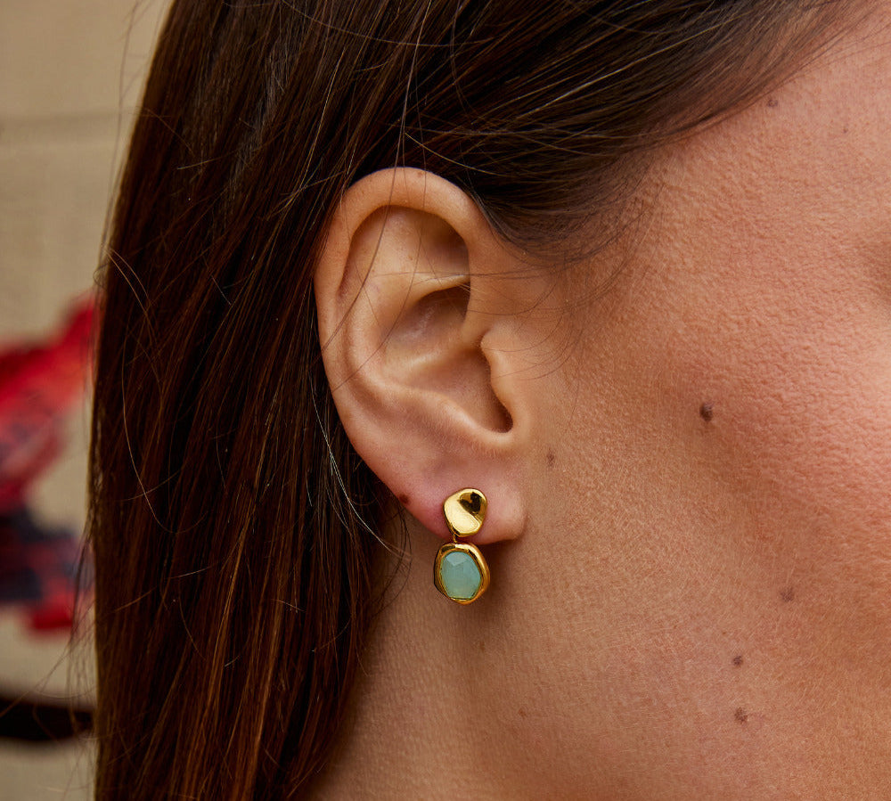 Gold Aquamarine Drop Earrings
