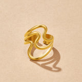Golden Waves Wrap Ring
