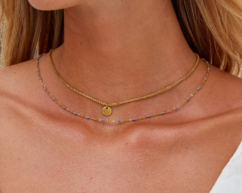 Lia Layered Gold Coin Bead Necklace
