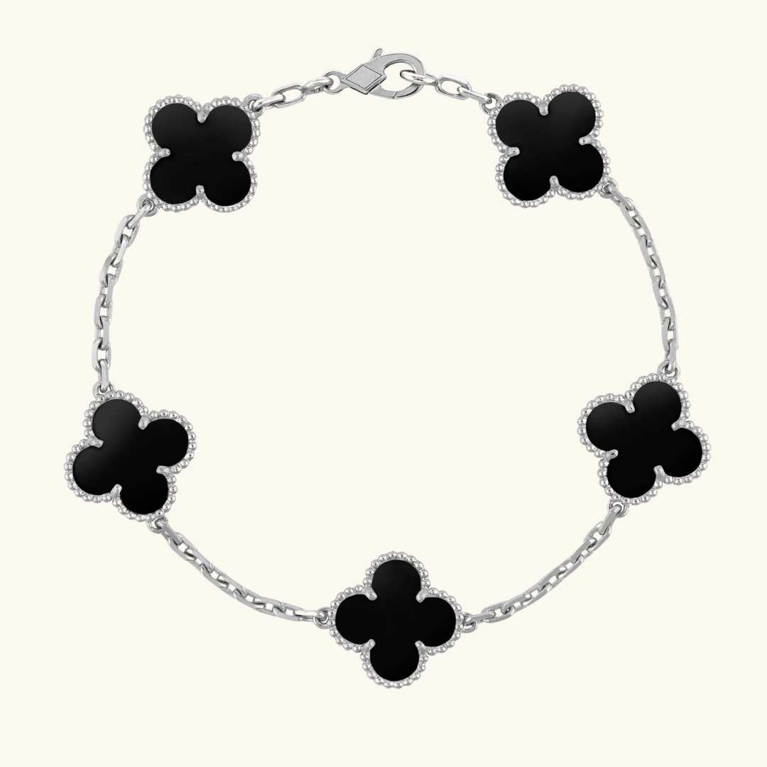 CLOVER | Black/Silver Bracelet
