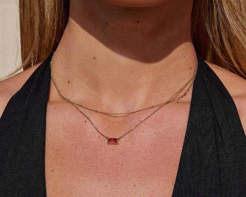 Ruby Baguette Necklace