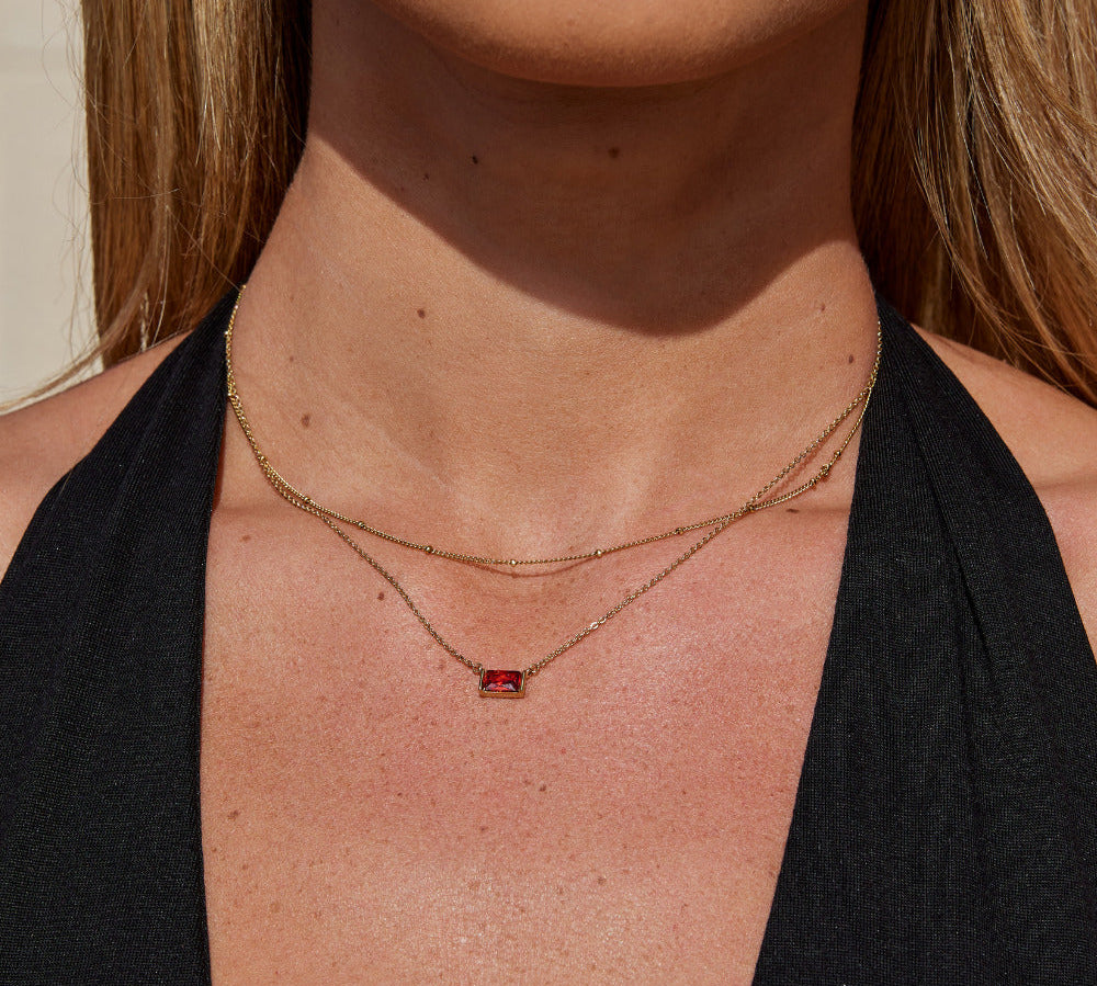 Ruby Baguette Necklace