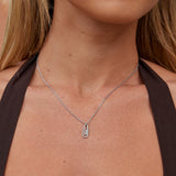 Crystal Paperclip Silver Necklace