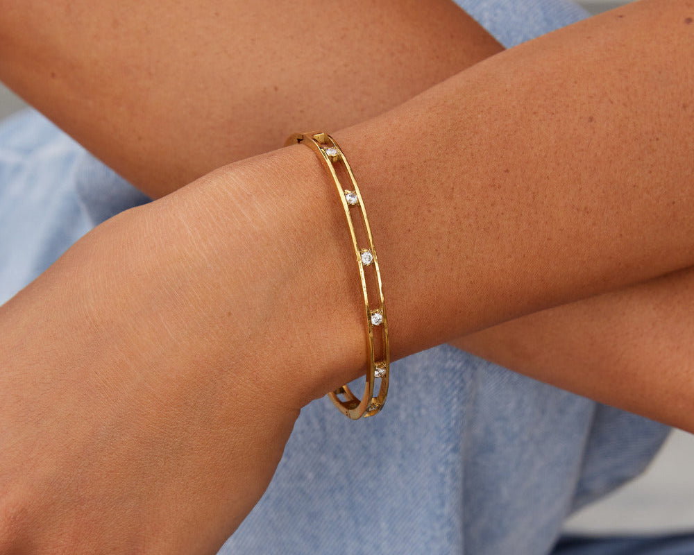 Sofia Crystal & Gold Bangle