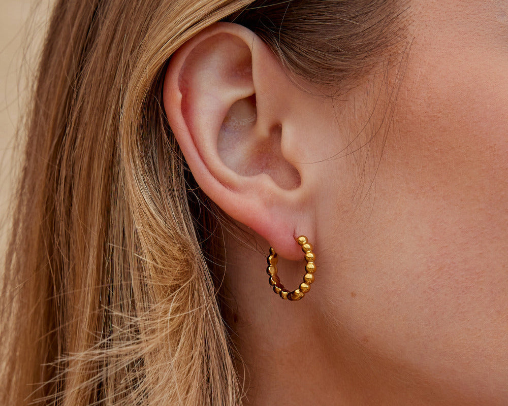 Soraya Gold Bead Hoop Earrings