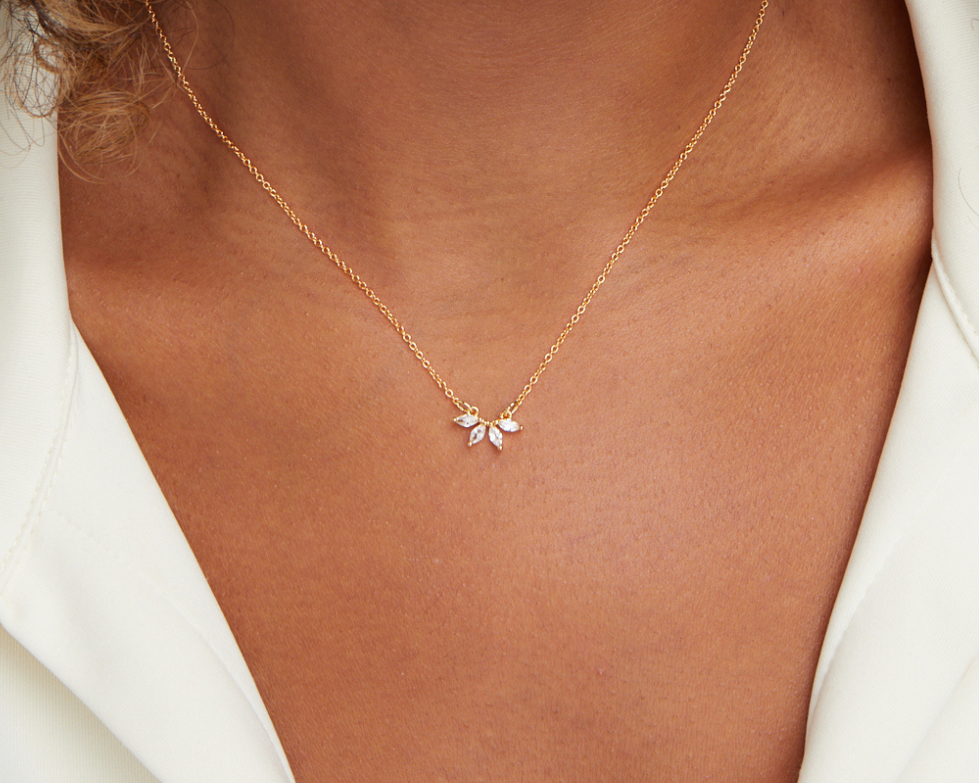 Tiffany Crystal Leaf Pendant Necklace