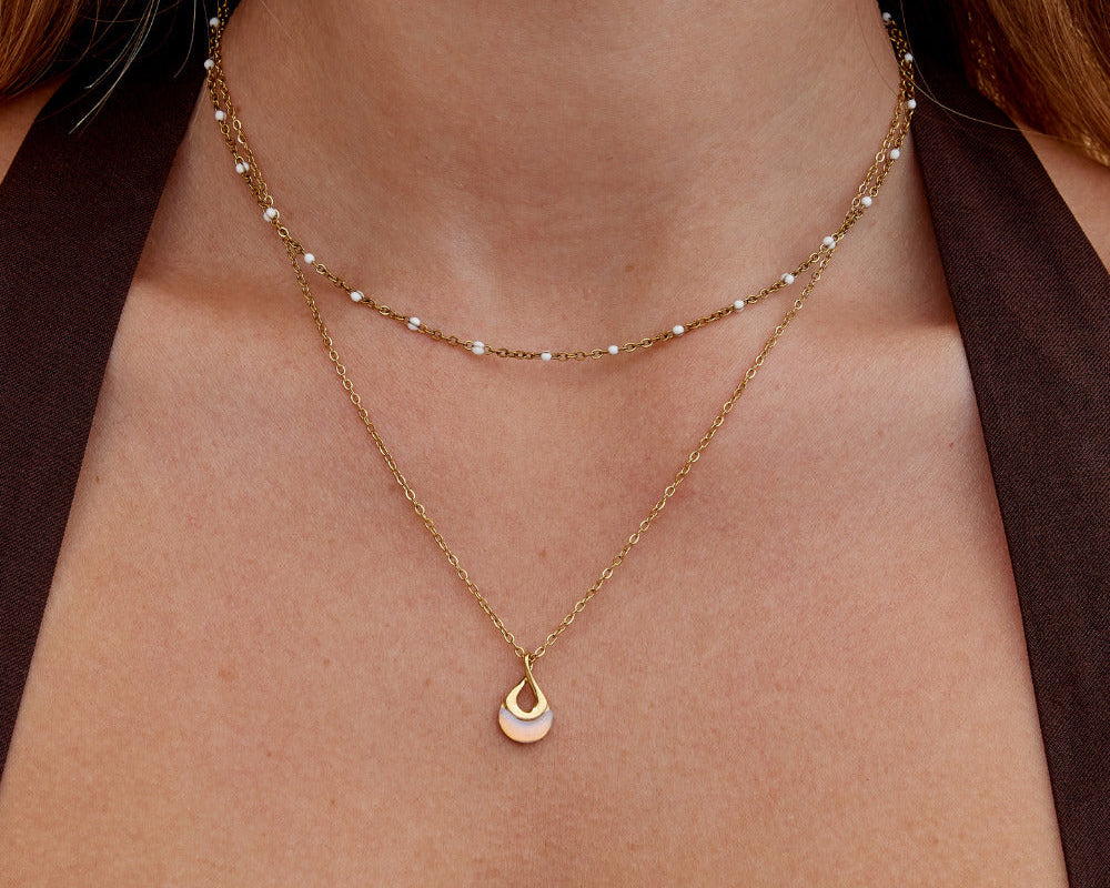 Tiffany White Stone Pendant Necklace