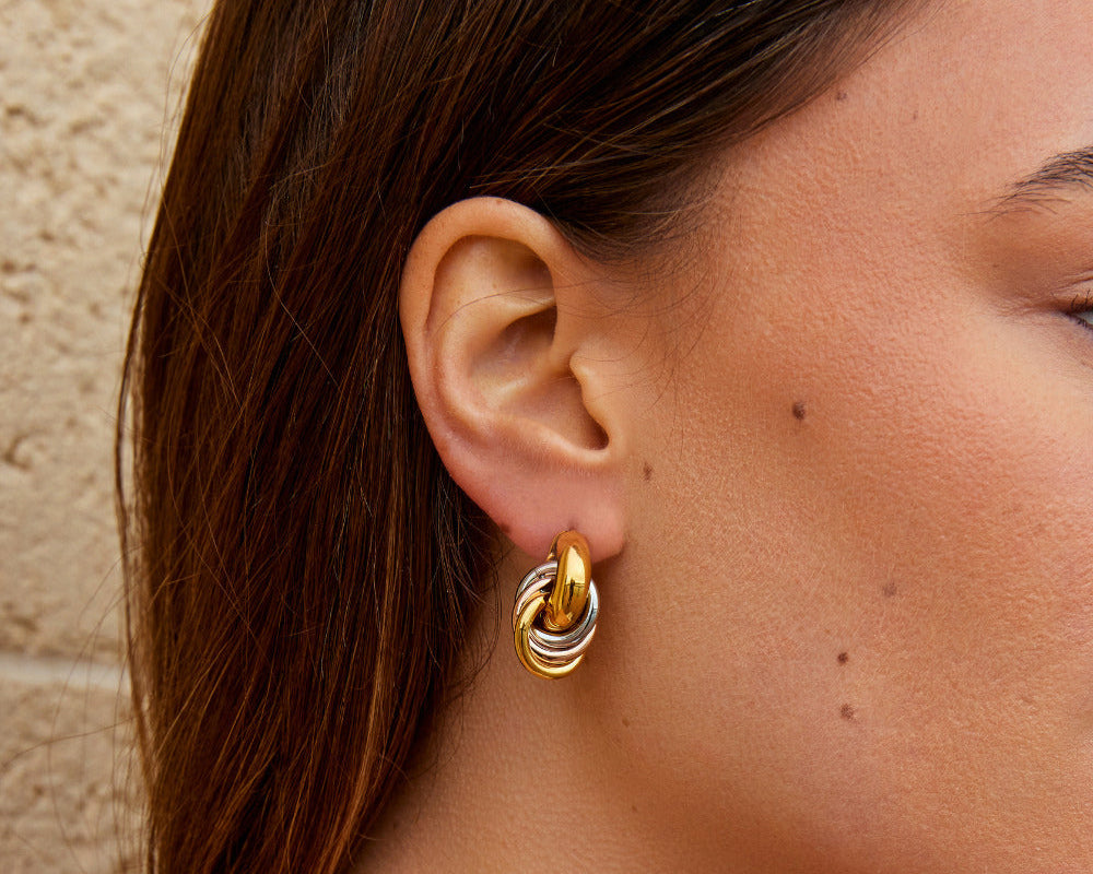 Twisted Three-Toned Hoop Earrings