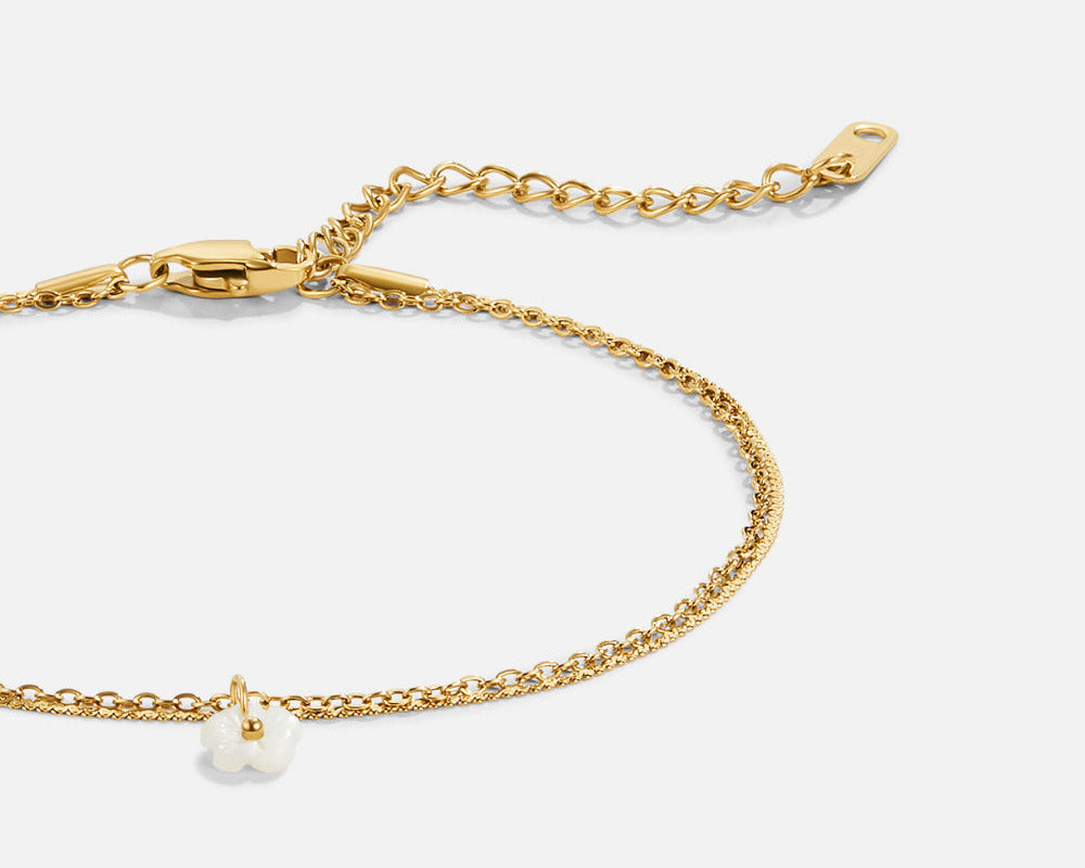 White Petal Shell Layered Anklet