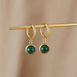 Amelia Green Stone Hoop Earrings