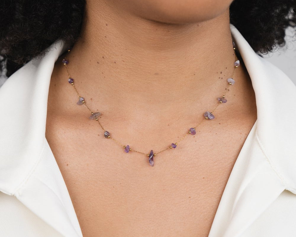 Amethyst Crystal Bead Necklace