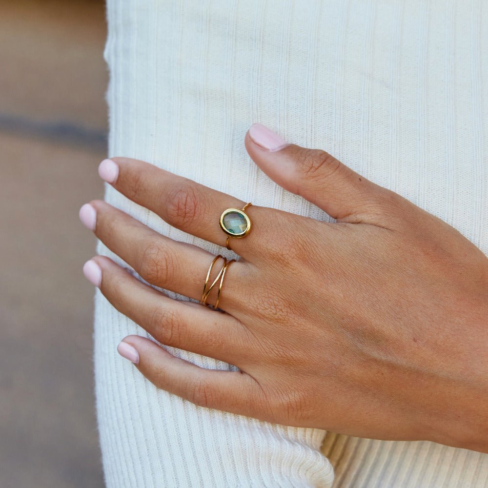 Aquamarine Crystal Gold Ring