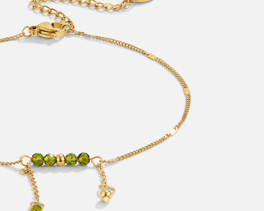 Arizona Green Bead Tassel Anklet