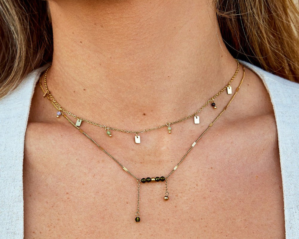 Arizona Green Bead Tassel Necklace