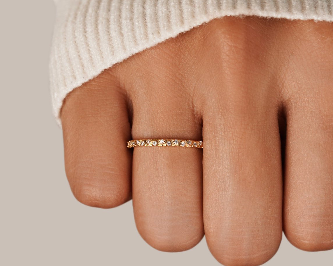 Arquette Gold & Crystal Band Ring