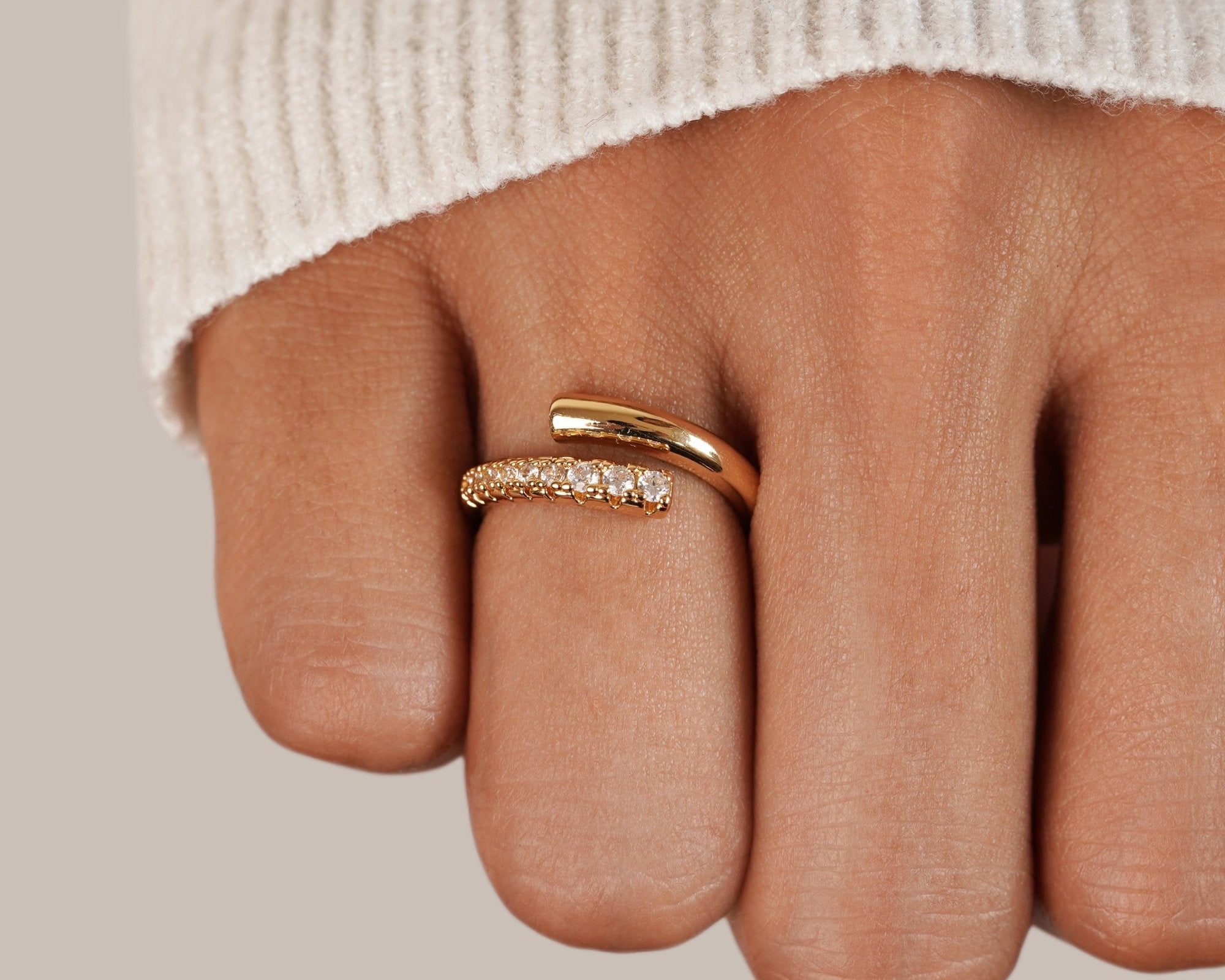 Arya Gold & Crystal Wrap Ring