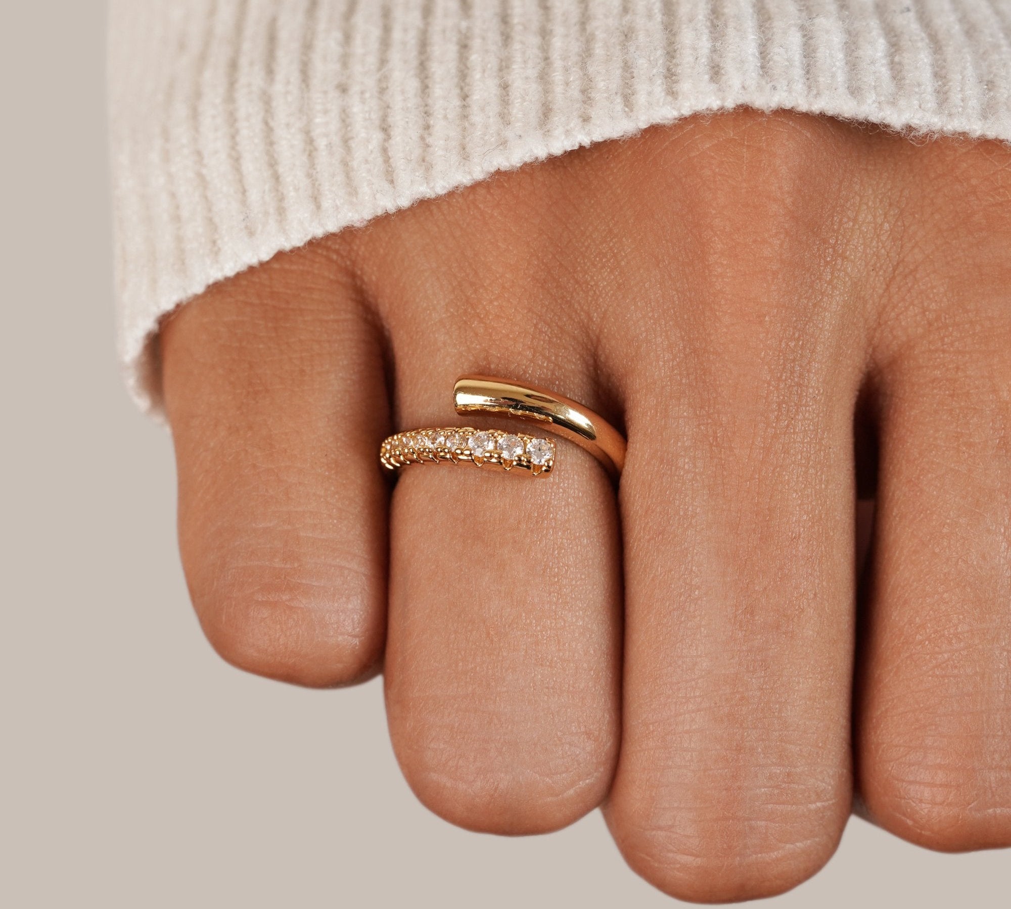 Arya Gold & Crystal Wrap Ring
