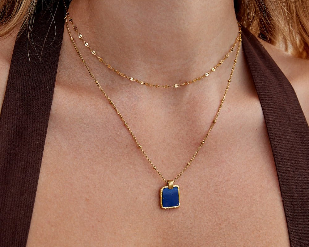 Astoria Blue Stone Pendant Necklace