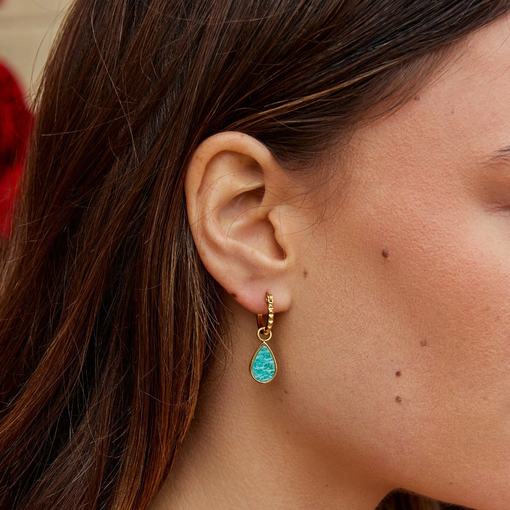 Astoria Green Stone Hoop Earrings