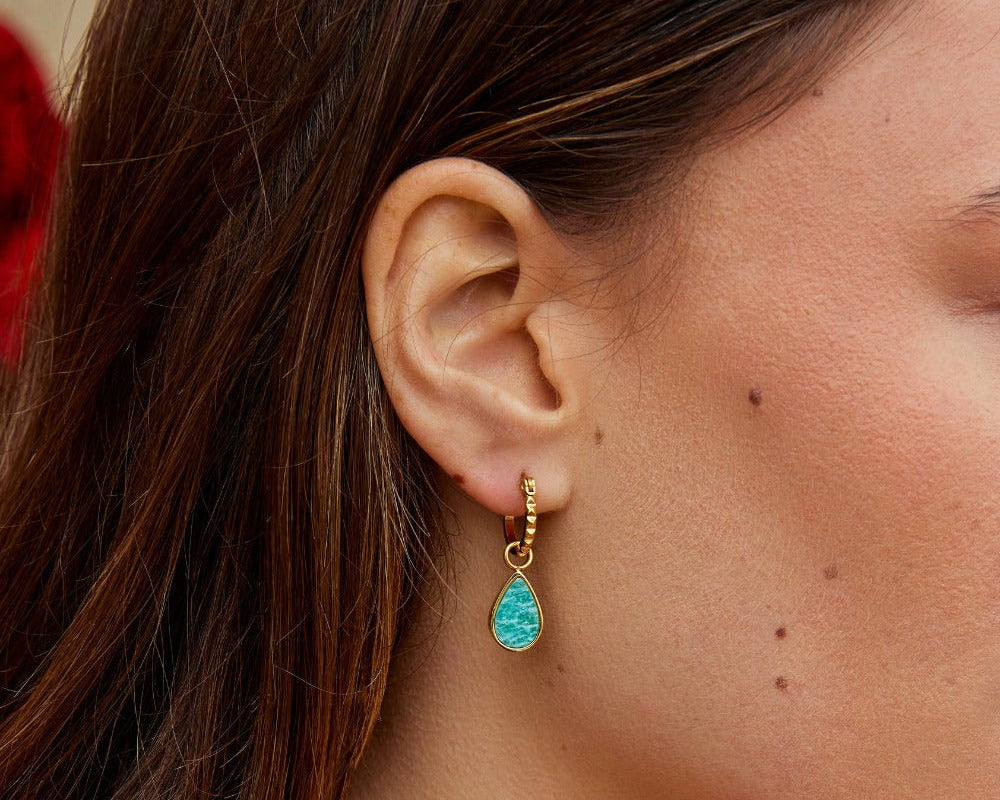 Astoria Green Stone Hoop Earrings