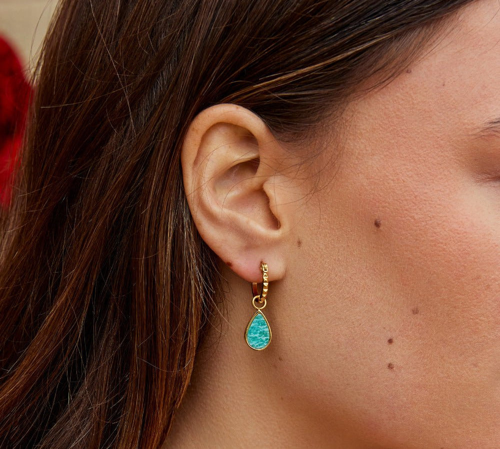 Astoria Green Stone Hoop Earrings