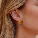 Ava Gold Button Earrings