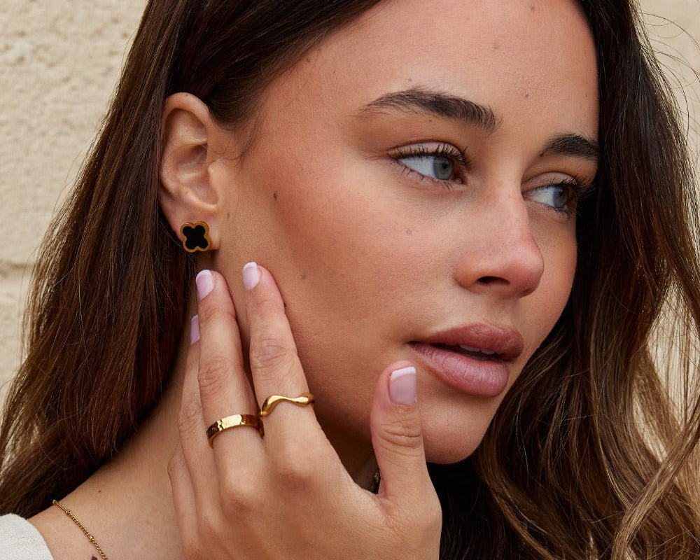 Black Clover Stud Earrings