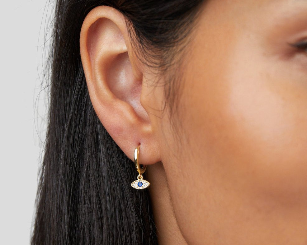 Blue Evil Eye Drop Earrings