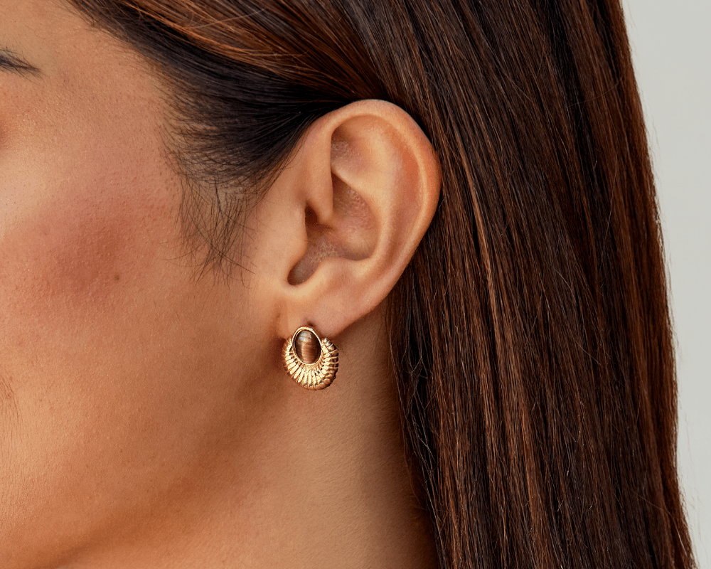 Bohemia Gold Tiger Eye Earrings