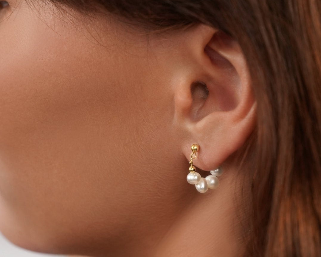 Celine Pearl Hoop Earrings