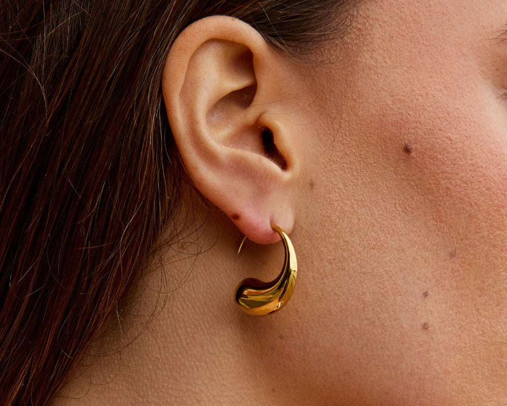 Chunky Gold Teardrop Earrings