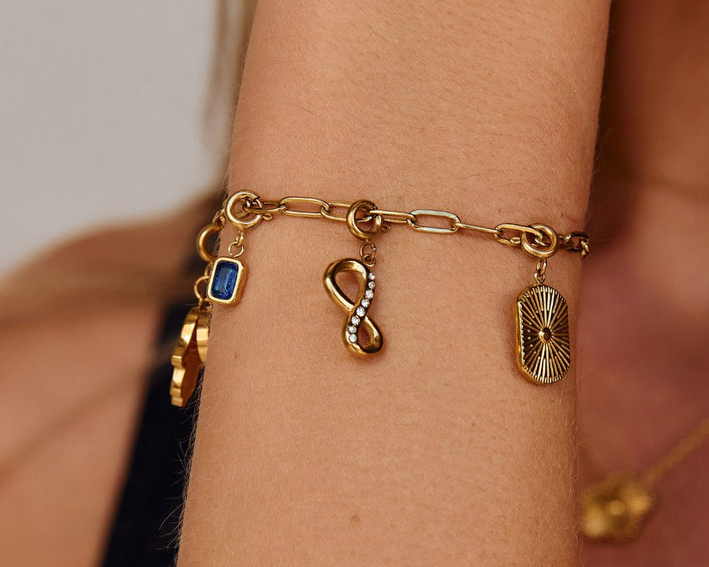 Crystal & Gold Infinity Charm