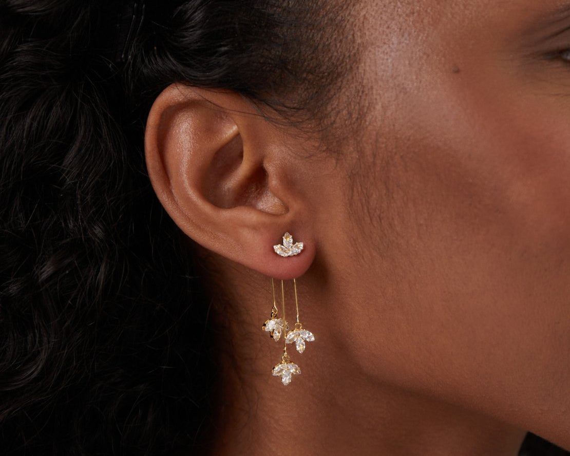 Crystal Lotus Waterfall Earrings