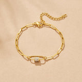 Crystal Paperclip Charm Bracelet