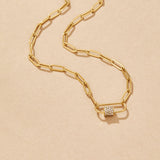 Crystal Paperclip Charm Necklace