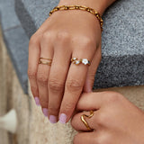 Crystal White Blossom Ring Gold