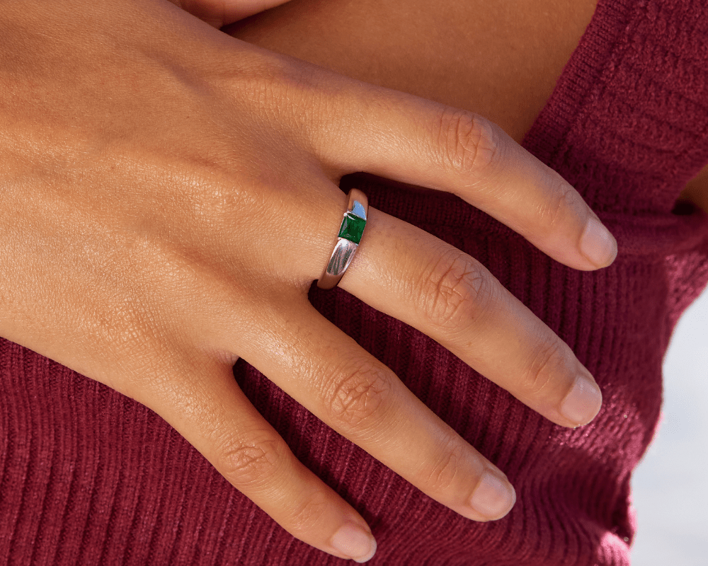 Ember Silver & Emerald Ring