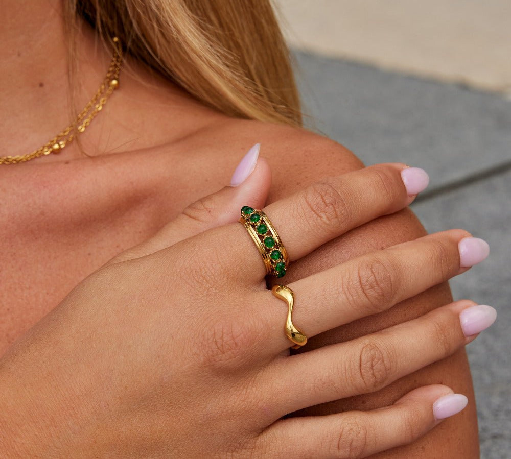 Emerald Stone Crystal Ring