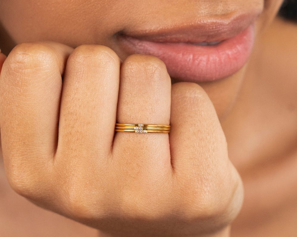 Eula Gold & Crystal Band Ring