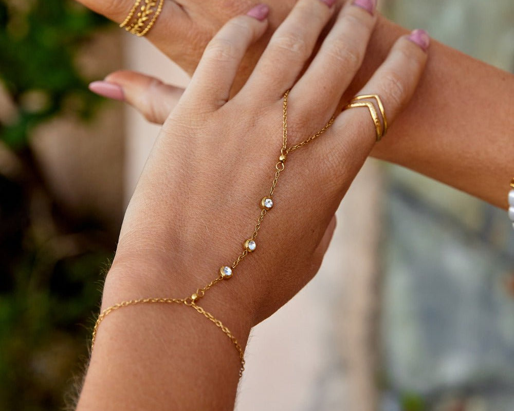 Freya Crystal Hand Chain Bracelet