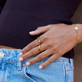 Geometric Gold & Pearl Ring